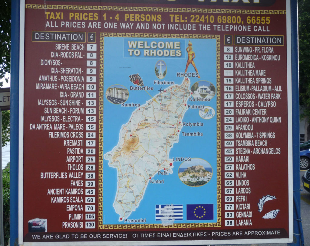 Rhodes taxi prices